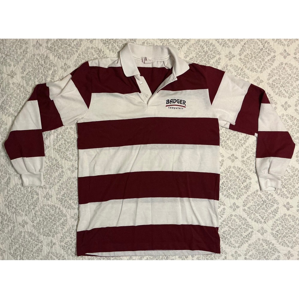 VTG 90s USA Made Hartwell Rugby Polo‎ Mens L Red/White Stripes  Collared Preppy
